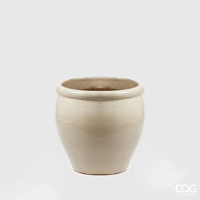 Acquista Ora EDG Enzo De Gasperi Vaso Glaze Bombato H50xD50 cm Avorio