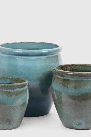 EDG Enzo De Gasperi Vaso Glaze Bombato H40xD40 cm Turchese Soddisfatti O Rimborsati