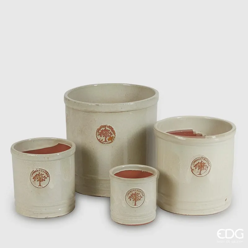 Consegna Rapida EDG Enzo De Gasperi Set 4 Vasi Glaze Cilindro in Ceramica