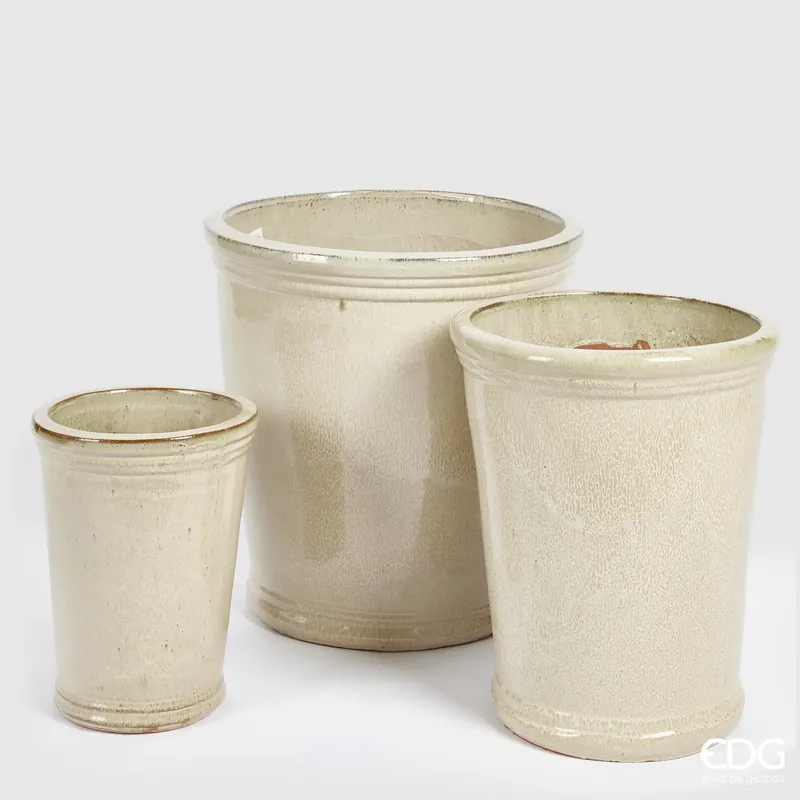 EDG Enzo De Gasperi Set 3 Vasi Glaze Svasati in Ceramica Avorio Compra Online