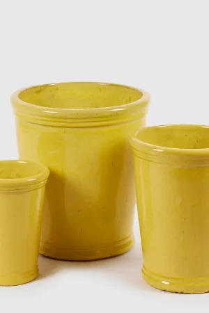 EDG Enzo De Gasperi Set 3 Vasi Glaze Svasati in Ceramica Giallo Occasione