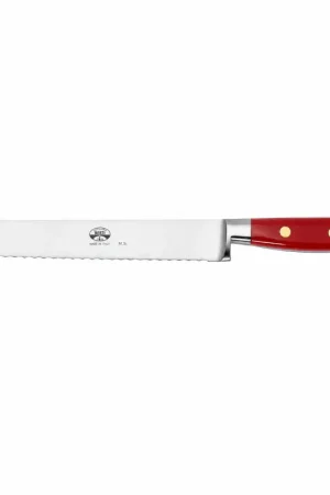 Esclusivo Coltellerie Berti Intero Coltello Pane 22 cm Rosso in Acciaio