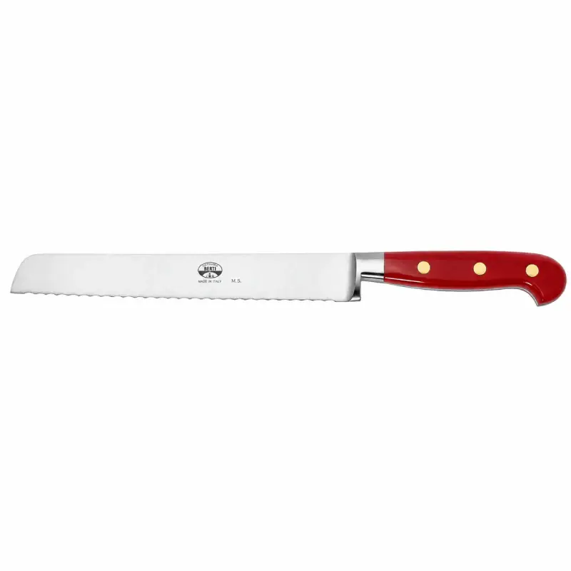 Esclusivo Coltellerie Berti Intero Coltello Pane 22 cm Rosso in Acciaio