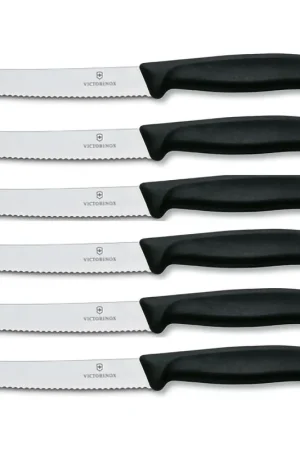 Novità Victorinox Set 6 Coltelli Tavola Ondulato Swiss Classic Nero