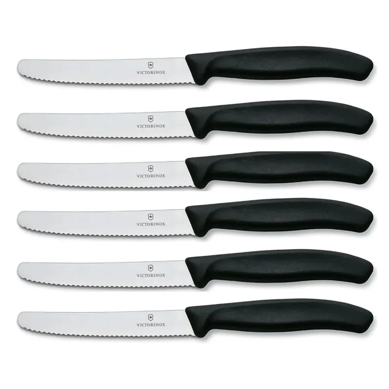 Novità Victorinox Set 6 Coltelli Tavola Ondulato Swiss Classic Nero