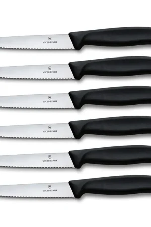 Victorinox Set 6 Coltelli Bistecca Ondulati Swiss Classic Nero Prezzo Di Fabbrica