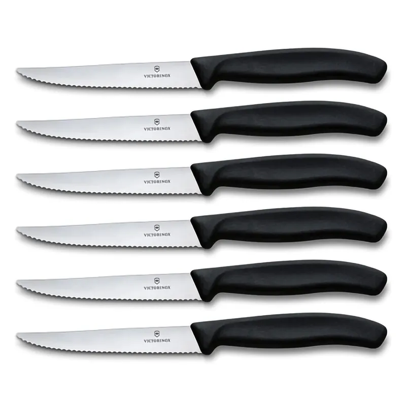Victorinox Set 6 Coltelli Bistecca Ondulati Swiss Classic Nero Prezzo Di Fabbrica