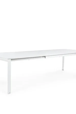 Andrea Bizzotto Tavolo Allungabile Konnor 200-300 x 110 cm in Alluminio Bianco con ruote Popolare