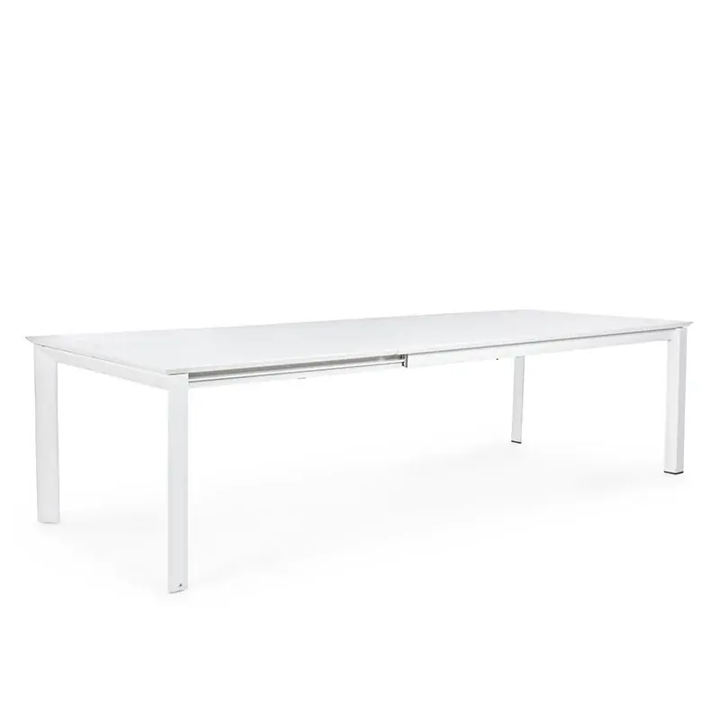 Andrea Bizzotto Tavolo Allungabile Konnor 200-300 x 110 cm in Alluminio Bianco con ruote Popolare