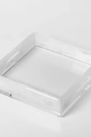 Prezzo Conveniente Mario Luca Giusti Vassoio Dylan 30x30 cm in Acrilico Bianco