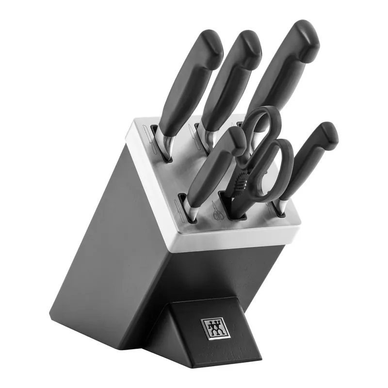 Zwilling Ceppo di Coltelli 7 Pezzi Four Star in Legno Nero Spedizione Espresso