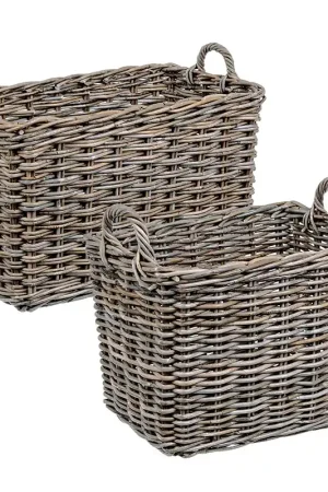 Andrea Bizzotto Set 2 Ceste in Rattan con Manici L50 L43 cm Prezzo Basso
