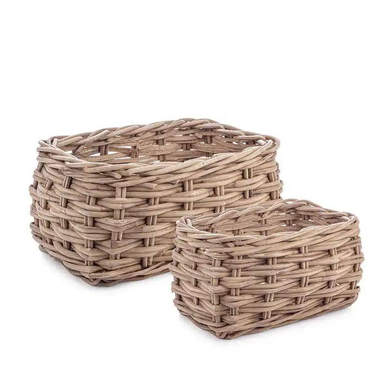 Andrea Bizzotto Set 2 Ceste in Rattan Malang L65 L51 cm Prezzo Ridotto