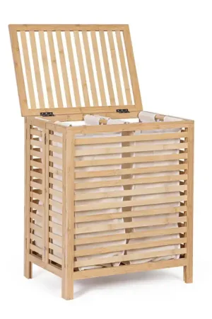 Andrea Bizzotto Contenitore Portabiancheria 2 Scomparti Cayden in Legno H60 cm Promozione Esclusiva