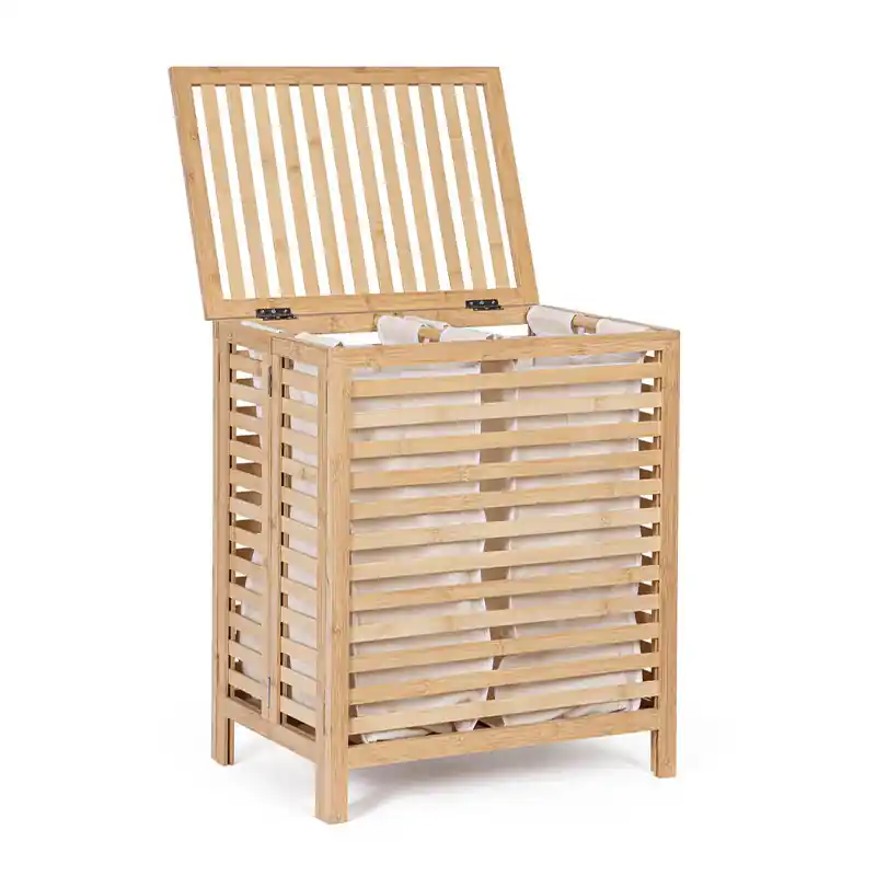 Andrea Bizzotto Contenitore Portabiancheria 2 Scomparti Cayden in Legno H60 cm Promozione Esclusiva