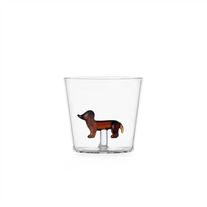Esclusivo Ichendorf Milano Dogs Set 2 Tumbler Bassotto in Vetro Borosilicato