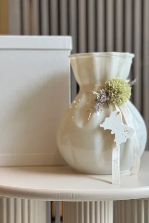 Professionale Fiori Di Lena Vasetto in Vetro con Dalia e Nebbiolina H20