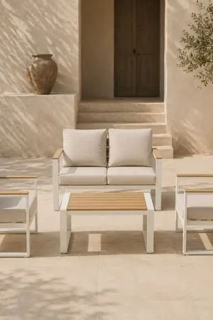 Must-Have Andrea Bizzotto Set Salotto da Esterno Leandro Bianco e Beige Polywood