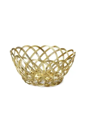 Bitossi Cestino Tondo Intrecciato D15 cm in Metallo Oro Prezzo Ridotto