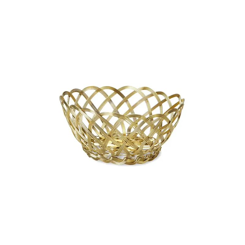 Bitossi Cestino Tondo Intrecciato D15 cm in Metallo Oro Prezzo Ridotto