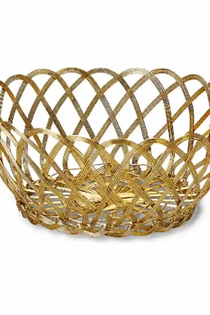 Bitossi Cestino Tondo Intrecciato D19 cm in Metallo Oro Non Perdere