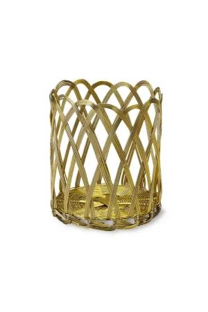 Bitossi Porta Posate Tondo H13xD11 cm in Metallo Oro Occasione Imperdibile
