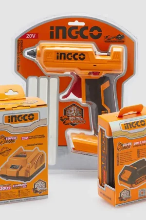 PISTOLA COLLA A CALDO PROFESSIONALE TERMOCOLLANTE CON BATTERIA E CARICABATTERIA 3PZ H.18 L.16 20V 20W Compra Oggi Stesso