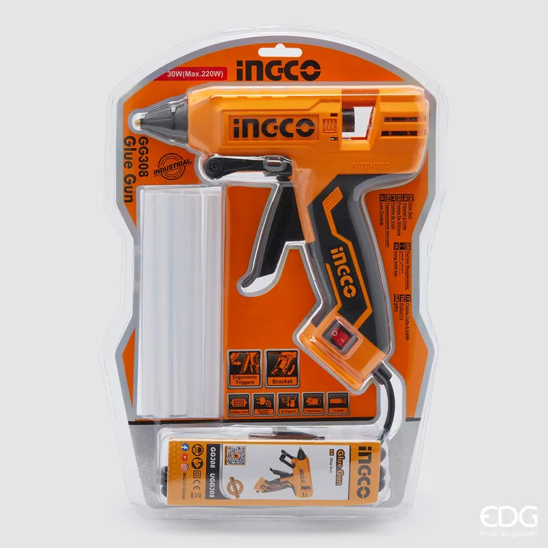Offerta Speciale PISTOLA COLLA A CALDO TERMOCOLLANTE CON 8 CARTUCCE 220V 30W H.21 L.20