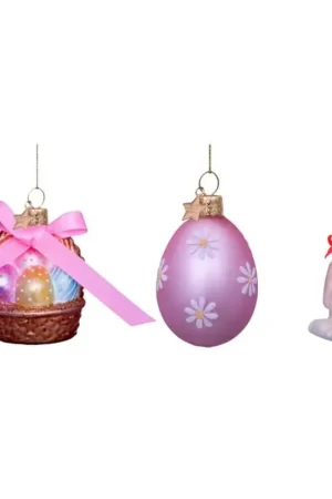 Pagamento Sicuro Vondels Set 3 Decorazioni Pasquali da Appendere 6 cm in Vetro