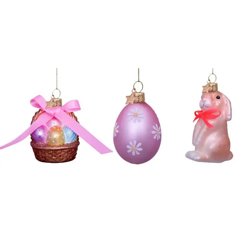 Pagamento Sicuro Vondels Set 3 Decorazioni Pasquali da Appendere 6 cm in Vetro