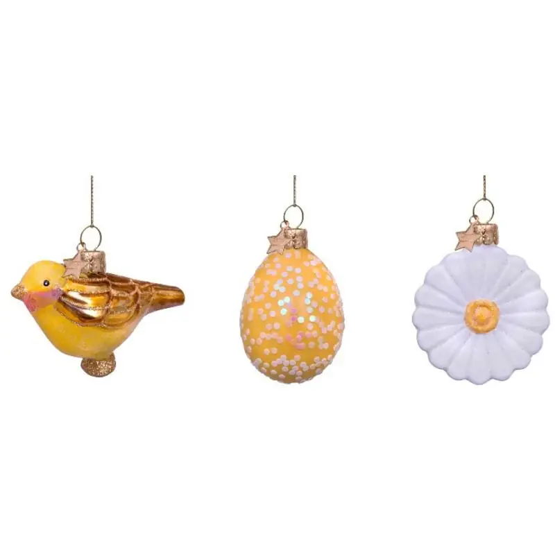 Vondels Set 3 Decorazioni Pasquali da Appendere 6 cm in Vetro Offerta Lampo