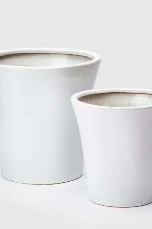 EDG Enzo De Gasperi Set 2 Vasi Cilindro Rotondi Svasati in Ceramica H40 H32 Bianco Offerta Speciale