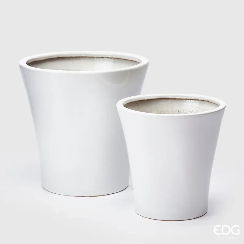 EDG Enzo De Gasperi Set 2 Vasi Cilindro Rotondi Svasati in Ceramica H40 H32 Bianco Offerta Speciale