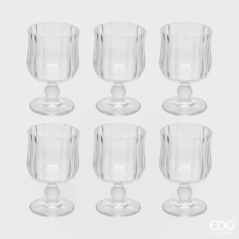 EDG Enzo De Gasperi Set 6 Calici Righe in Vetro Trasparente Più Venduto