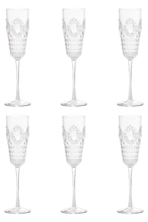 Baci Milano Set 6 Flute Champagne Baroque & Rock Trasparente Prezzo Conveniente
