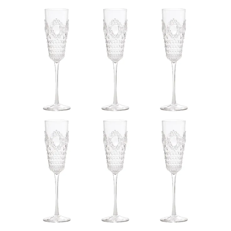 Baci Milano Set 6 Flute Champagne Baroque & Rock Trasparente Prezzo Conveniente
