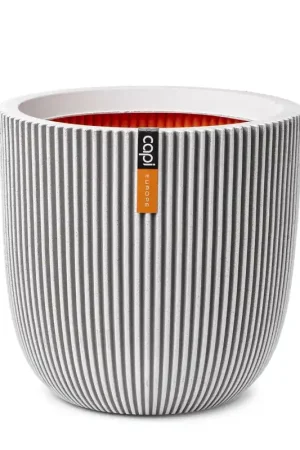 Must-Have Capi Europe Vaso Planter Ball Groove Avorio H54 D52 cm in PE riciclato