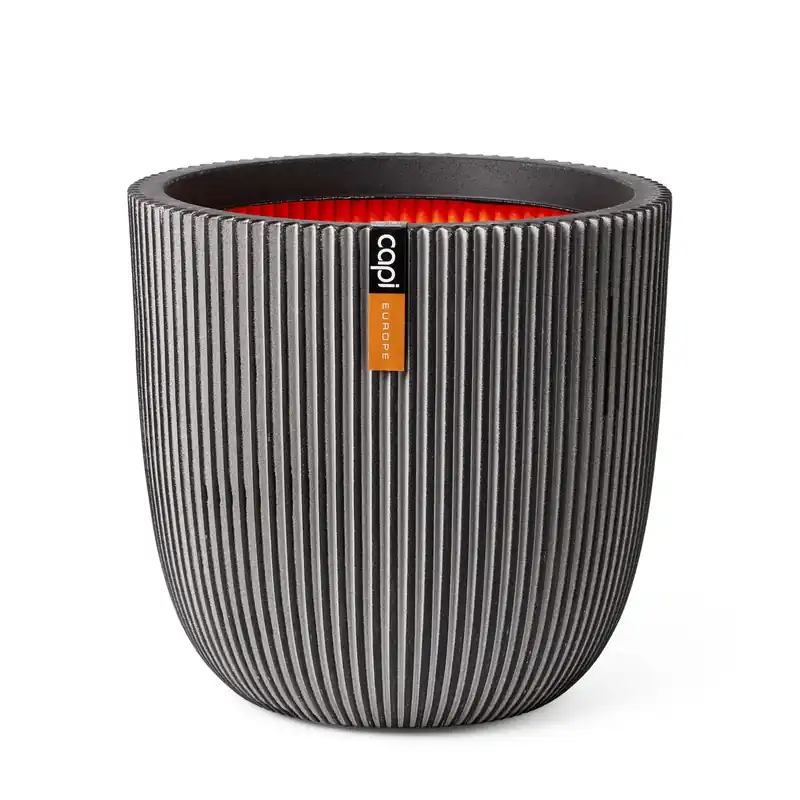 Capi Europe Vaso Planter Ball Groove Antracite H43 D41 cm in PE riciclato Saldi