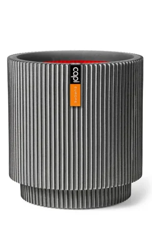 Capi Europe Vaso Cilindro Groove NL Antracite 44x46 cm in PE Riciclato Bestseller
