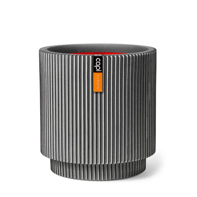 Capi Europe Vaso Cilindro Groove NL Antracite 44x46 cm in PE Riciclato Bestseller