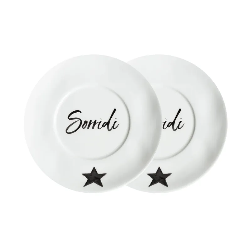 Simple Day Set 2 Piattini per Tazze Colazione Sorridi D19 cm in Gres Occasione