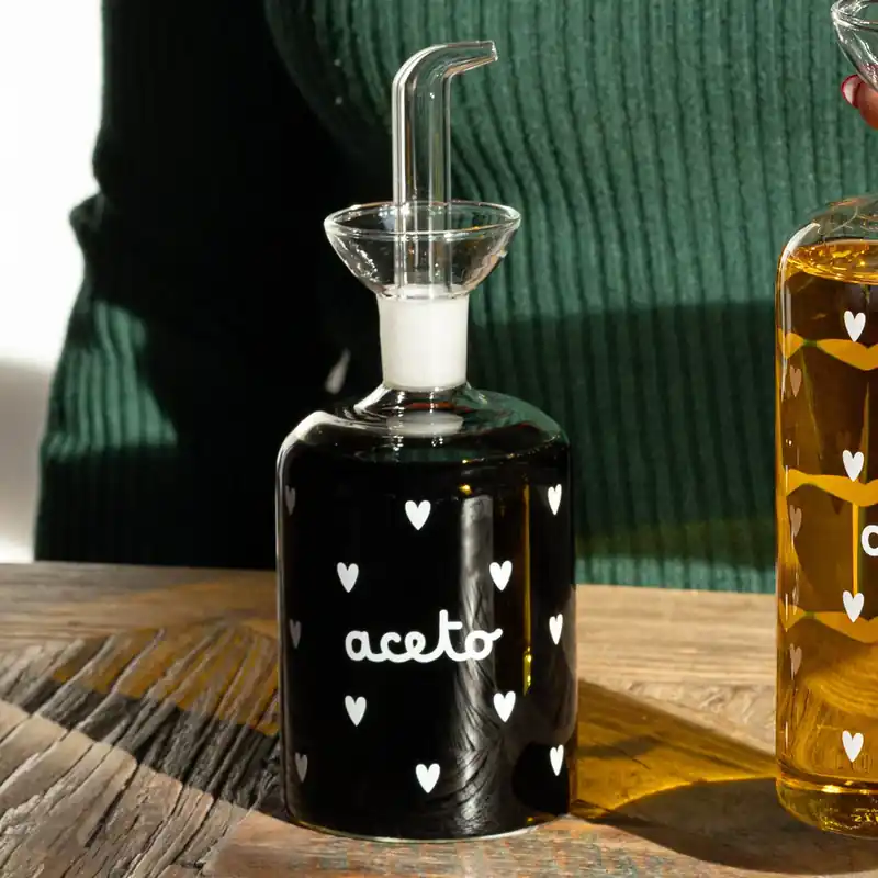 Simple Day Bottiglia Aceto Cuori in vetro 350ml Ultima Occasione
