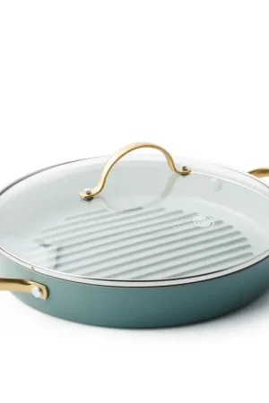 A Buon Prezzo GreenPan Grill Bistecchiera Padova Antiaderente D28 cm con Coperchio Sky Blue