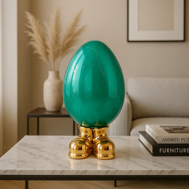 Miglior Prezzo Mia Design Uovo con Piedi H28 cm in Resina Oro e Verde