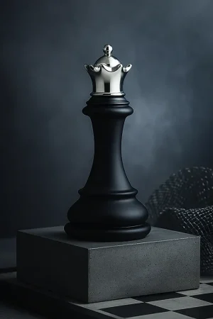 Mia Design Regina Scacchi H32 cm in Resina Nero e Argento Occasione Imperdibile
