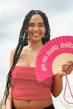 Fisura Ventaglio Yo No Sudo Brillo in Legno Rosa Ordina Subito