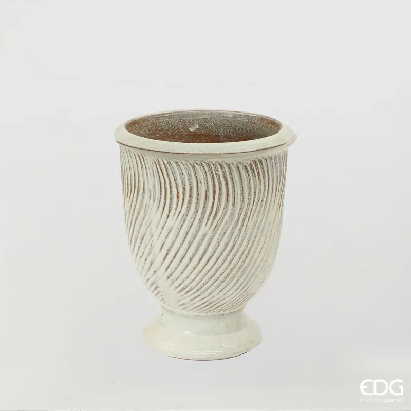 Consegna Rapida EDG Enzo De Gasperi Vaso Glaze Atlas Anfora H52 D42 cm Bianco