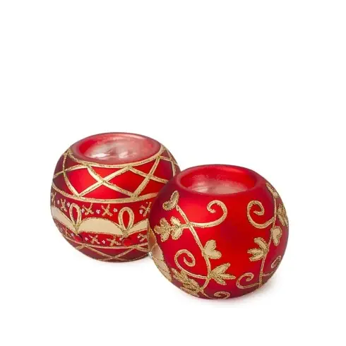 Offerta Lampo Hervit Set 2 Portatealite Natalizio in Vetro Soffiato D8 cm