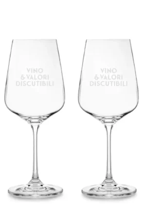 Esclusivo Set 2 Calici Vino Vino e Valori Discutibili in Vetro
