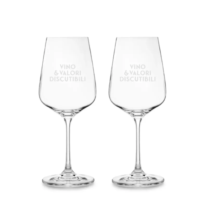 Esclusivo Set 2 Calici Vino Vino e Valori Discutibili in Vetro